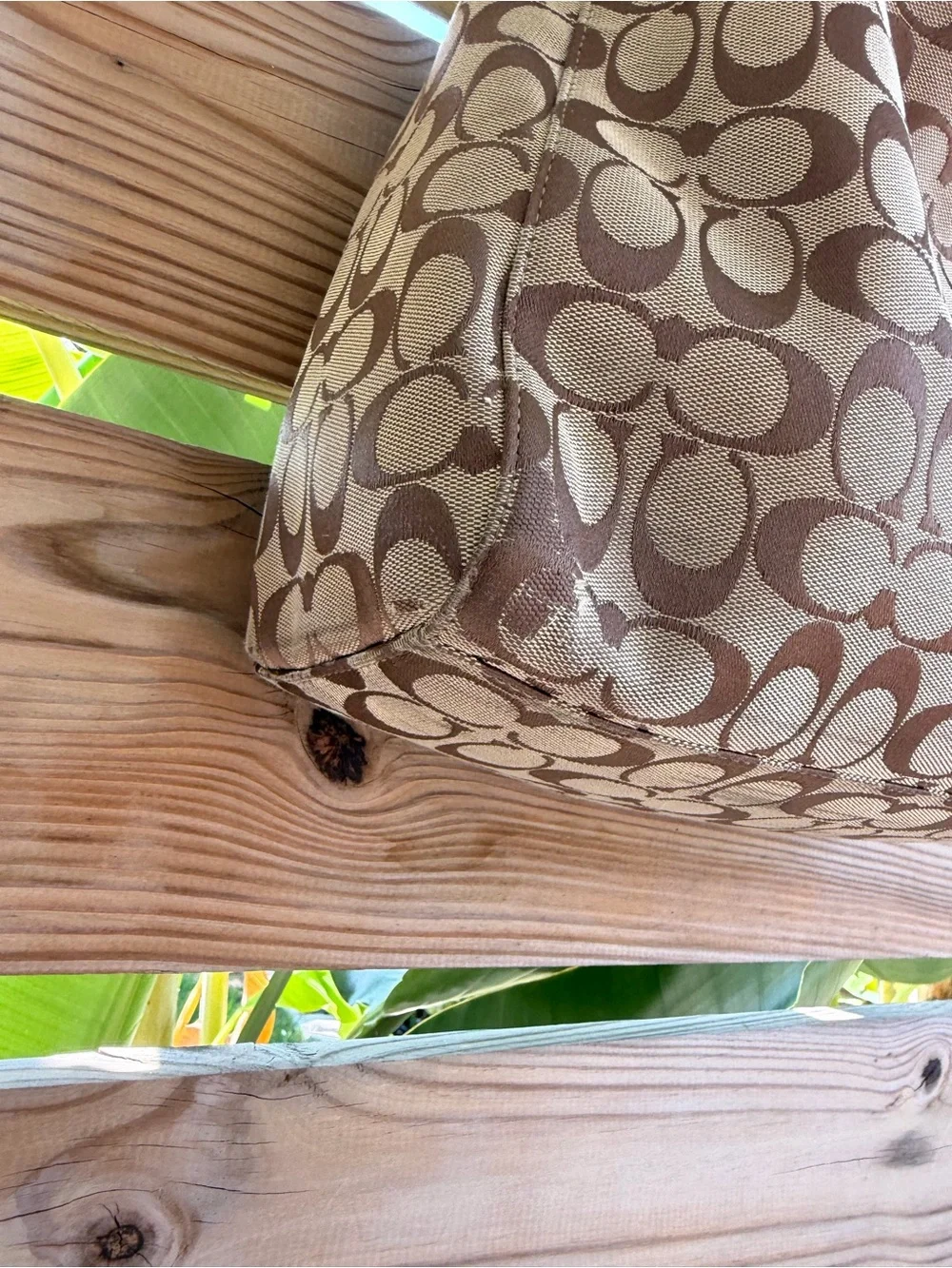 Coach Khaki/Brown Signature Hobo Shoulder Bag